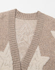 Star Sherpa Textured Buttoned Sweater Cardigan