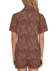 Leather Floral Print Women's Pajama Set