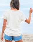 Kya Bow Pattern Knit Short Sleeve Sweater