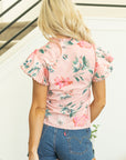 Kori Frilled V Neck Pleated Sleeve Blouse
