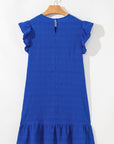Claire Textured Flutter Sleeve Ruffled Mini Dress