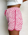 Leopard Contrast Trim Drawstring Shorts