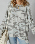 Retro Camouflage Exposed Seam Sweatshirt