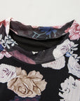 Floral Mesh Mock Neck Top