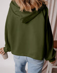 Kate Fleece Lined Half Zipper Kangaroo Pockets Loose Hoodie