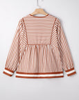 Stripe Long Sleeve Babydoll Blouse