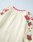 August Floral Embroidered Puff Sleeve Blouse