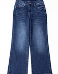 Solid Mineral Wash Raw Hem Flared Jeans