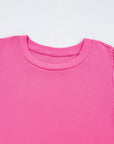Pearl Beaded Ribbed Puff Sleeve Top