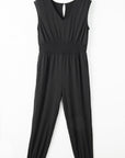 Novalee Plus Smocked High Waist Sleeveless V Neck Jumpsuit