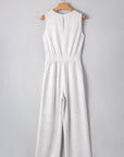 Addilyn Crew Neck Drawstring High Waist Sleeveless Jumpsuit