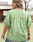 Selena Plus Size Floral Tassel Tie Blouse