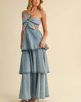 DENIM FLOWER MAXI DRESS