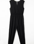 Novalee Plus Smocked High Waist Sleeveless V Neck Jumpsuit