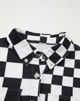 Checker Flap Pocket Button Front Shacket