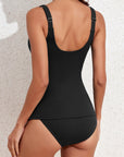 Ribbed Scoop Neck Ruched Tankini