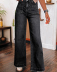 Denim Patch Pocket Wide Leg Jeans