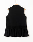 Ruffle Hem Sleeveless Buttoned Shirt