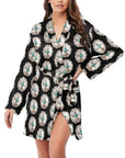 Silver Concho Women's Long Sleeve Belted Satin Feel Dressing Lounge Robe