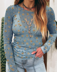 Floral Mesh Long Sleeve Top