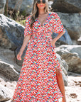 Haley Floral Cutout Back Split Maxi Dress
