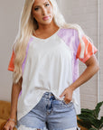 Rosalee V Neck Exposed Seam High Low Top
