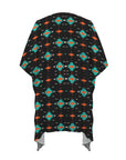 Black Turquoise Orange Aztec Duster Kimono Coverup