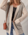 Colorblock Open Front Pocketed Cardigan