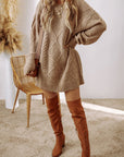 Cable Knit Drop Shoulder Sweater Dress