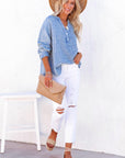 Naomi Crinkle Textured Loose Henley Top
