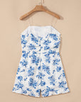 Floral Ruffle Strapless Romper