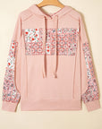 Floral Patchwork Drawstring Hoodie