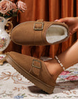 Jasmine Faux Suede Buckle Strap Detail Winter Slippers