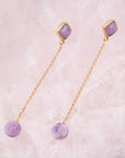 Chained Up Purple Amethyst and Golden Bronze Dangle Earrings