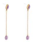 Chained Up Purple Amethyst and Golden Bronze Dangle Earrings