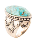 Champion Blue Turquoise Golden Cocktail Ring