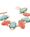 Champs Blue turquoise and Orange Coral Golden Link Bracalet