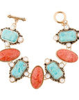Champs Blue turquoise and Orange Coral Golden Link Bracalet
