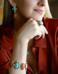 Champs Blue turquoise and Orange Coral Golden Link Bracalet