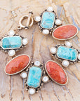 Champs Blue turquoise and Orange Coral Golden Link Bracalet