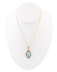 Champs Blue Turquoise and Orange Coral Golden Pendant Necklace