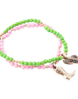 Charmed Cactus and Boot Pink Green Jade Bracelet Set