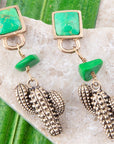 Charmed Cactus Lime Green Turquoise Post Earrings