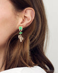 Charmed Cactus Lime Green Turquoise Post Earrings
