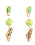 Charmed Cactus Lime Green Turquoise Post Earrings