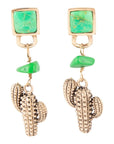 Charmed Cactus Lime Green Turquoise Post Earrings