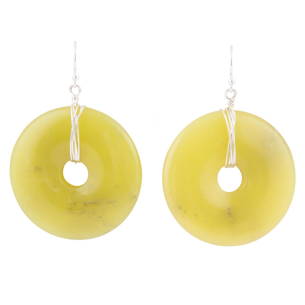 Chartruese Lemon Jade Disc Earrings