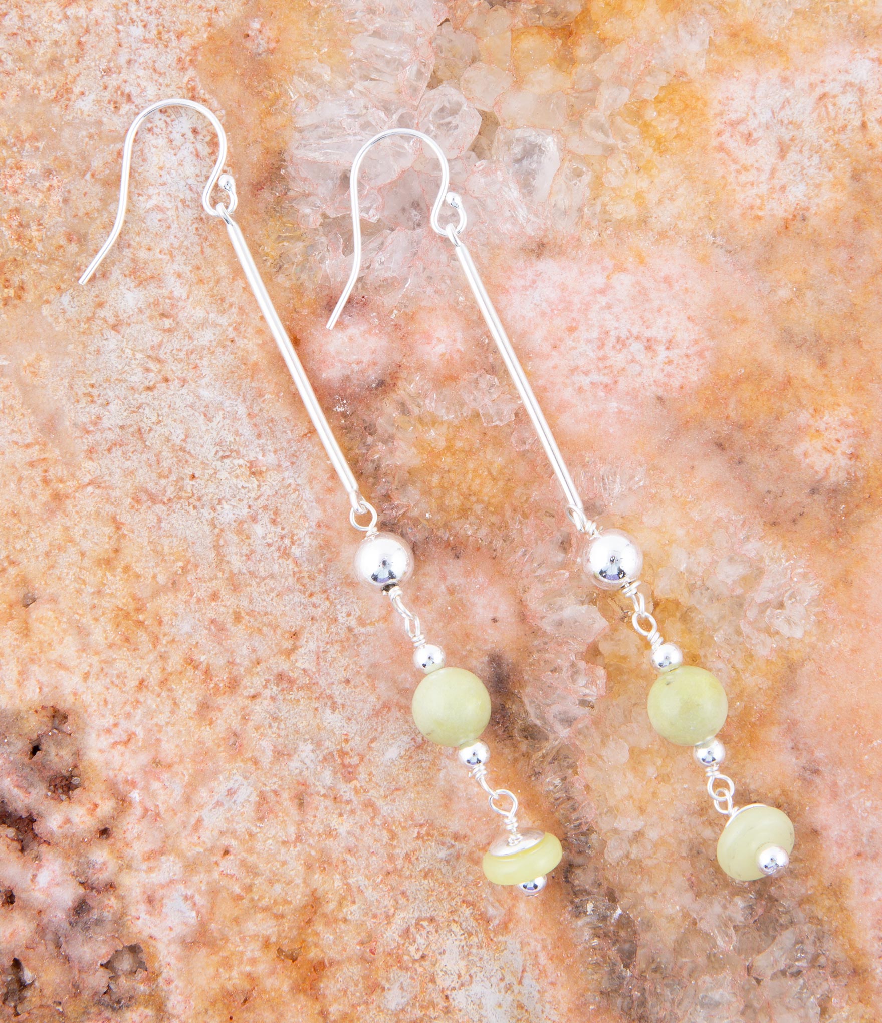 Chartruese Lemon Jade Linear Earrings