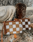 Stockdale Checkered Cowhide Wristlet Pouch