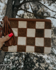 Stockdale Checkered Cowhide Wristlet Pouch